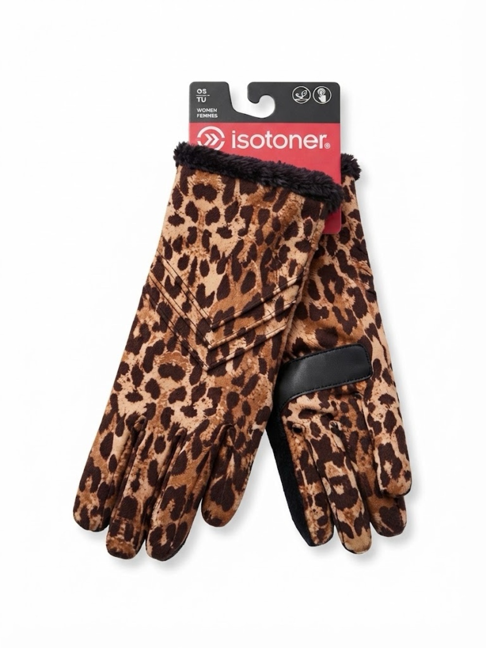 Isotoner Women’s Driving Gloves Leopard Print One Size Water Repellent NWT